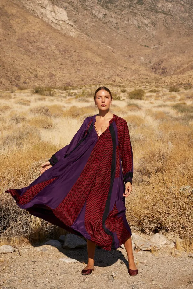 Fiore Maxi Block Zigzag Aubergine Women Natalie Martin Dresses
