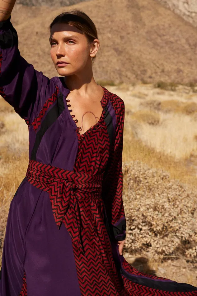 Fiore Maxi Block Zigzag Aubergine Women Natalie Martin Dresses