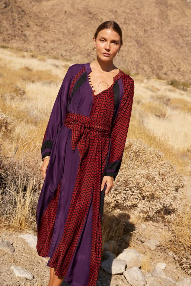Fiore Maxi Block Zigzag Aubergine Women Natalie Martin Dresses