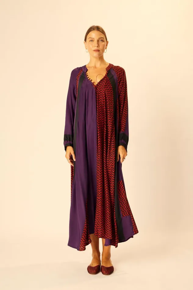 Fiore Maxi Block Zigzag Aubergine Women Natalie Martin Dresses