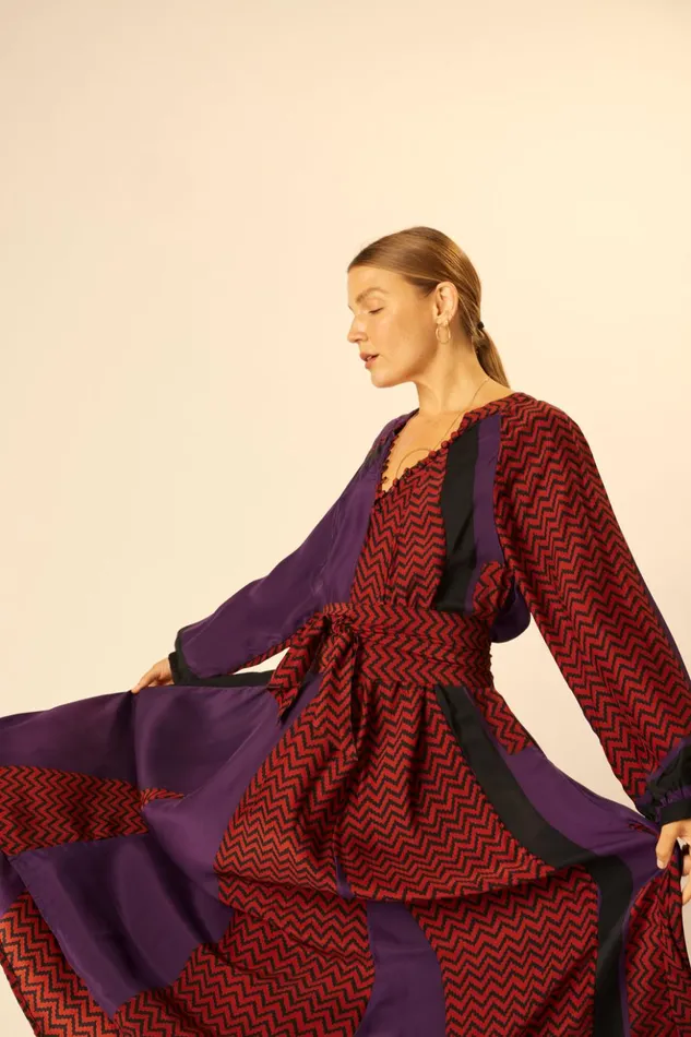 Fiore Maxi Block Zigzag Aubergine Women Natalie Martin Dresses