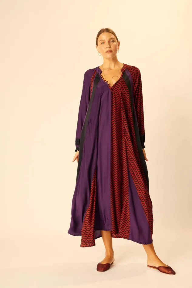 Fiore Maxi Block Zigzag Aubergine Women Natalie Martin Dresses