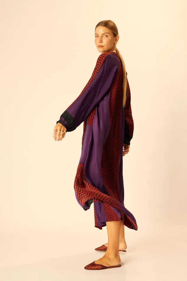 Fiore Maxi Block Zigzag Aubergine Women Natalie Martin Dresses