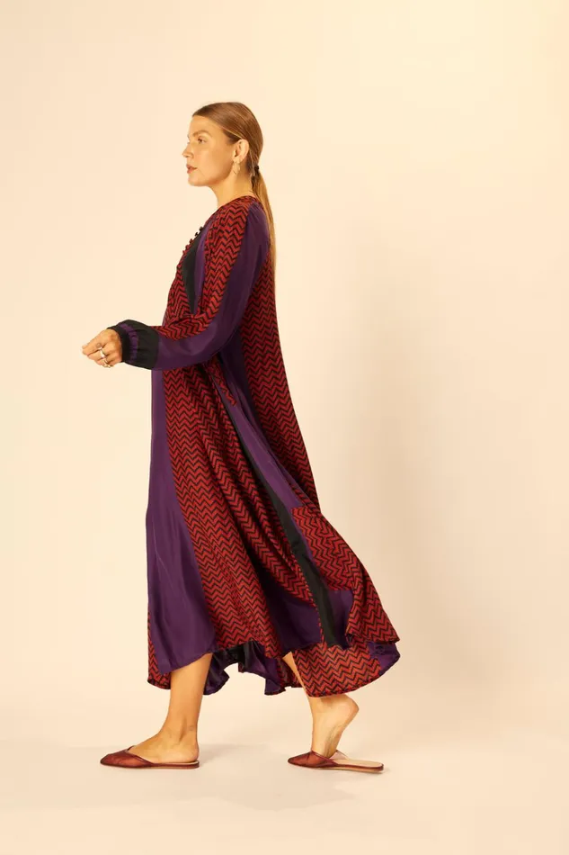Fiore Maxi Block Zigzag Aubergine Women Natalie Martin Dresses
