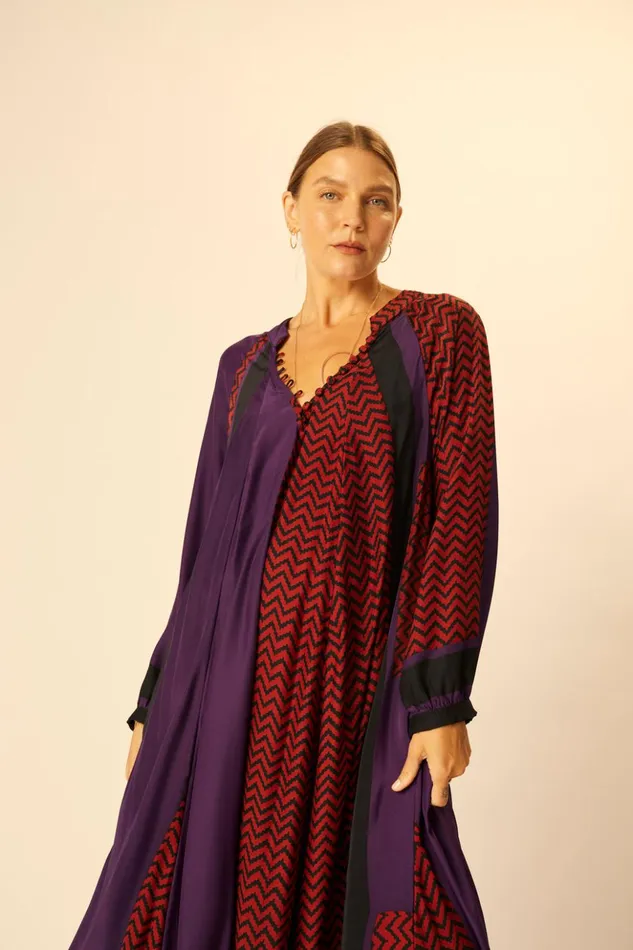 Fiore Maxi Block Zigzag Aubergine Women Natalie Martin Dresses