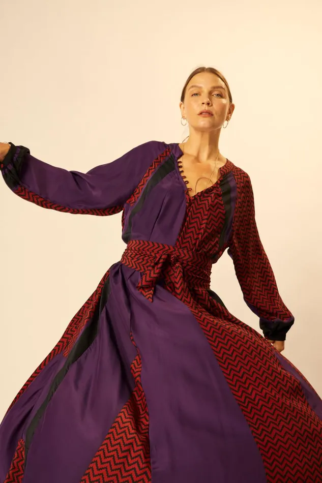 Fiore Maxi Block Zigzag Aubergine Women Natalie Martin Dresses