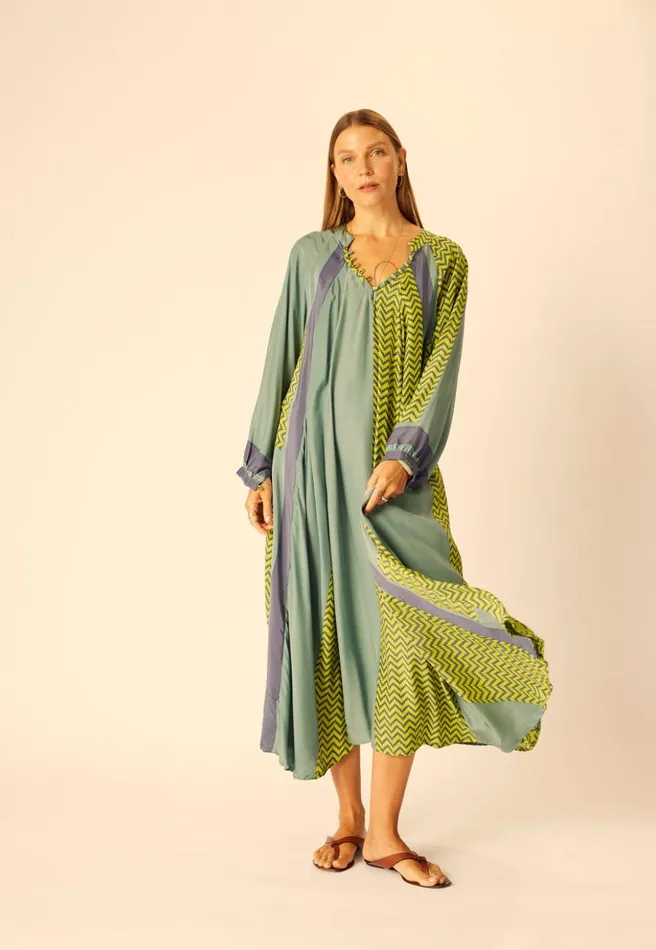 Fiore Maxi Block Zigzag Lime Women Natalie Martin Dresses