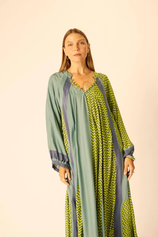 Fiore Maxi Block Zigzag Lime Women Natalie Martin Dresses