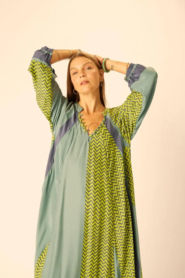 Fiore Maxi Block Zigzag Lime Women Natalie Martin Dresses