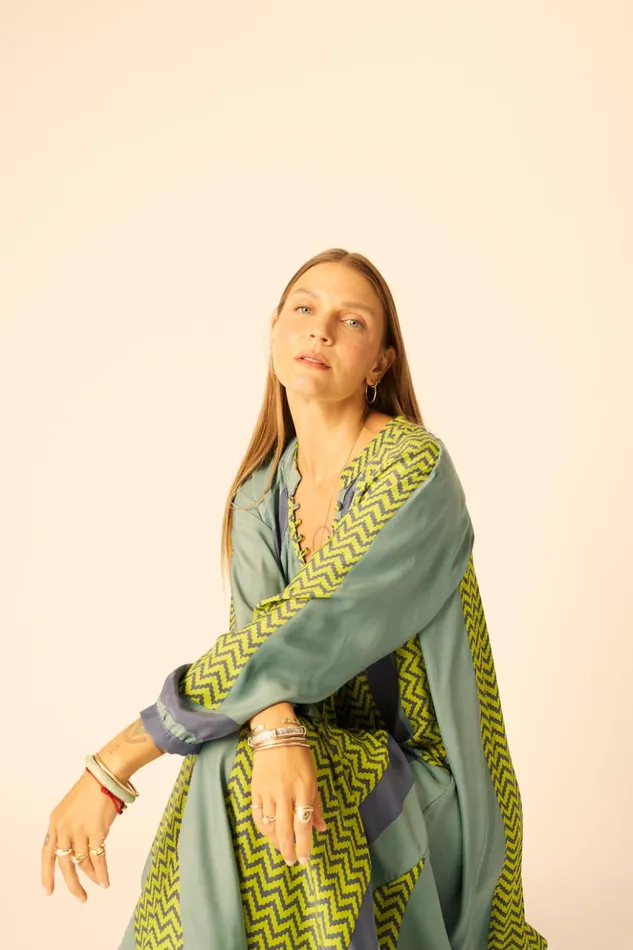 Fiore Maxi Block Zigzag Lime Women Natalie Martin Dresses