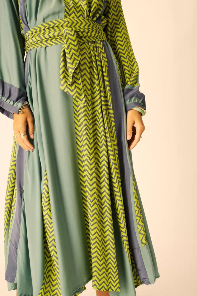 Fiore Maxi Block Zigzag Lime Women Natalie Martin Dresses