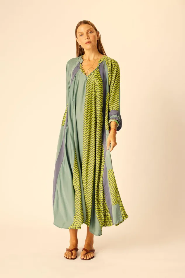 Fiore Maxi Block Zigzag Lime Women Natalie Martin Dresses
