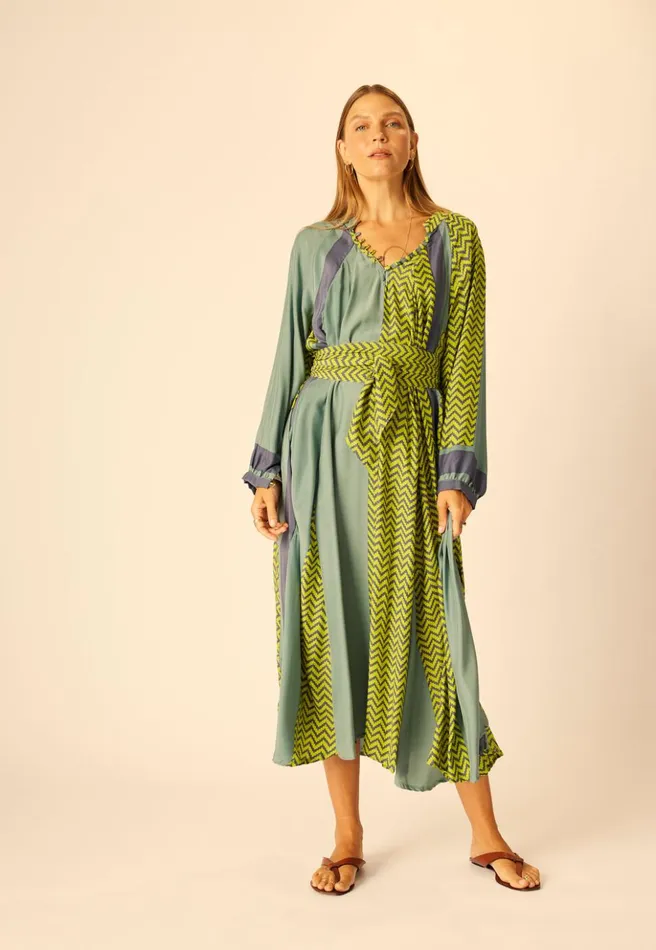 Fiore Maxi Block Zigzag Lime Women Natalie Martin Dresses
