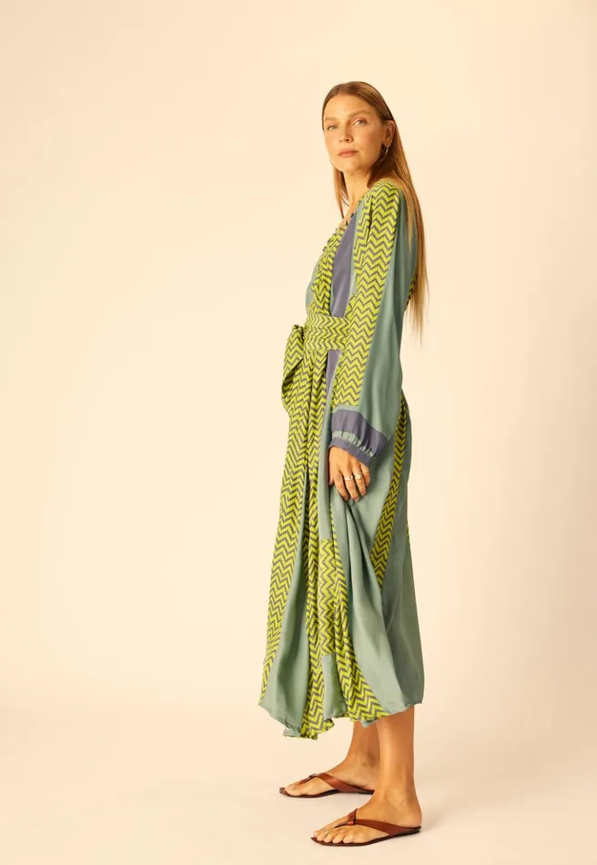 Fiore Maxi Block Zigzag Lime Women Natalie Martin Dresses
