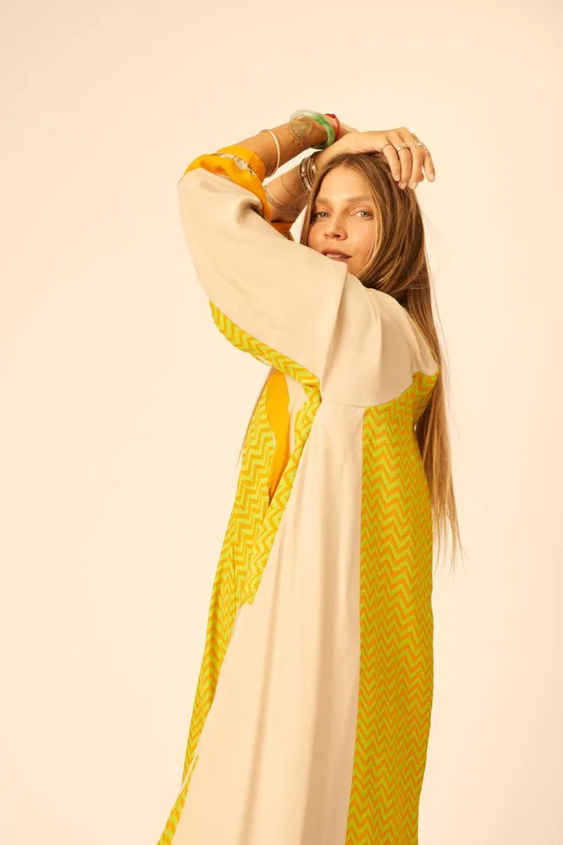 Fiore Maxi Block Zigzag Tangerine Women Natalie Martin Dresses