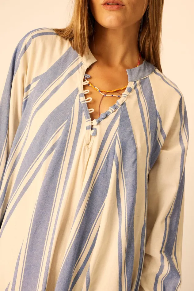 Fiore Maxi French Stripe Blue Women Natalie Martin Dresses