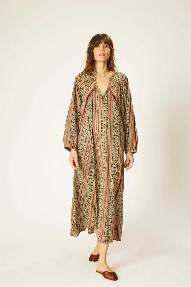 Fiore Maxi Paisley Stripe Black Women Natalie Martin Dresses