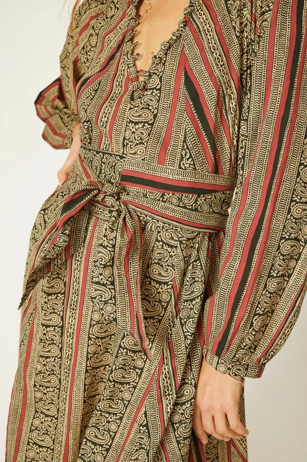 Fiore Maxi Paisley Stripe Black Women Natalie Martin Dresses