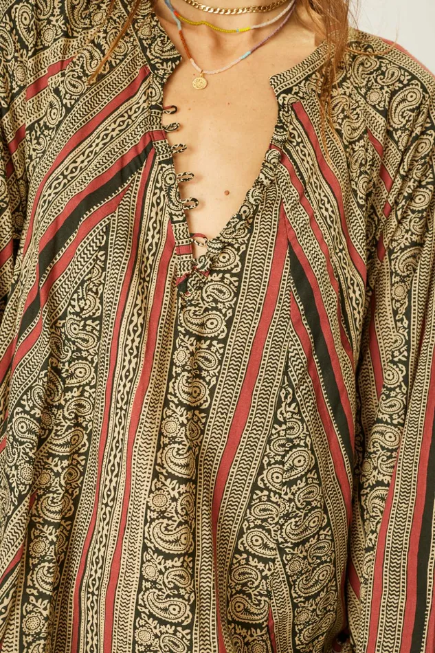 Fiore Maxi Paisley Stripe Black Women Natalie Martin Dresses