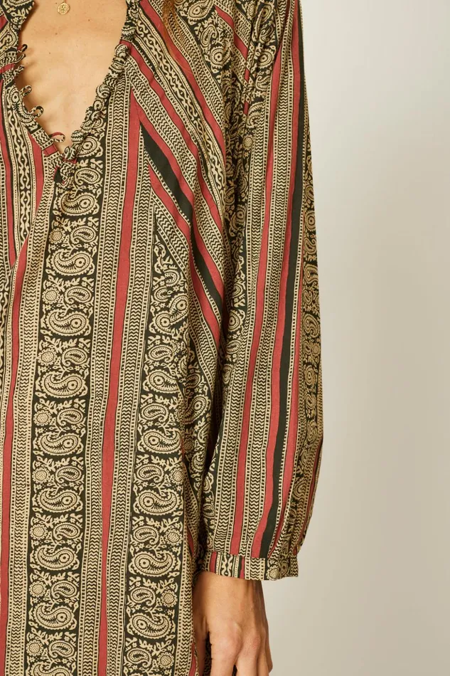 Fiore Maxi Paisley Stripe Black Women Natalie Martin Dresses