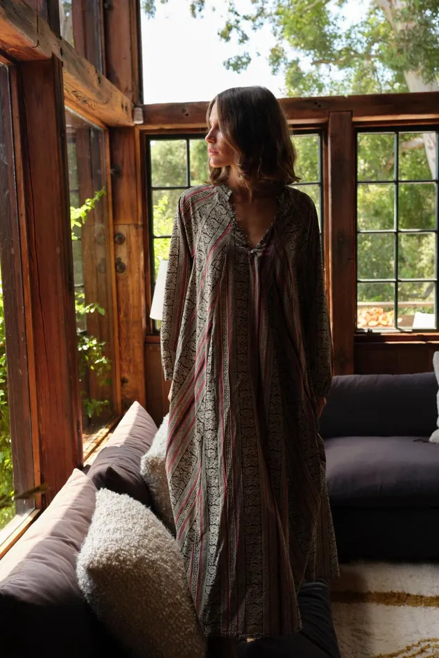 Fiore Maxi Paisley Stripe Black Women Natalie Martin Dresses