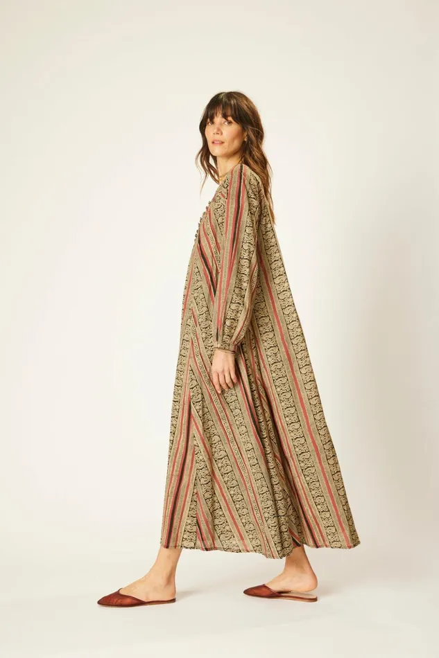 Fiore Maxi Paisley Stripe Black Women Natalie Martin Dresses