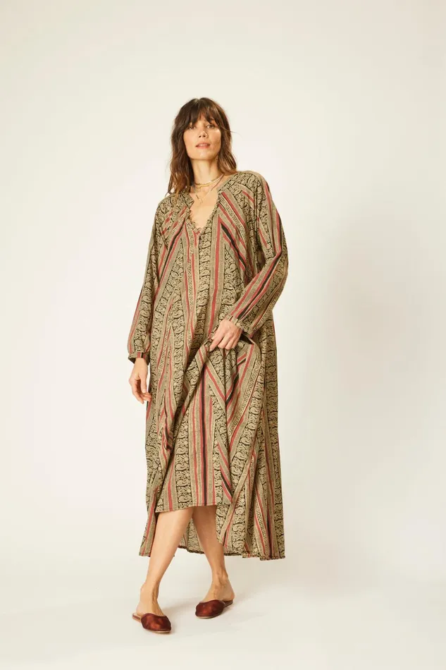 Fiore Maxi Paisley Stripe Black Women Natalie Martin Dresses