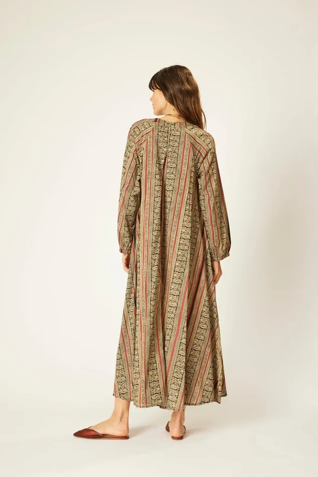 Fiore Maxi Paisley Stripe Black Women Natalie Martin Dresses