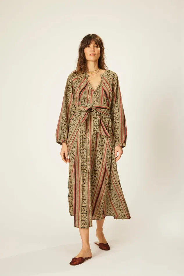Fiore Maxi Paisley Stripe Black Women Natalie Martin Dresses