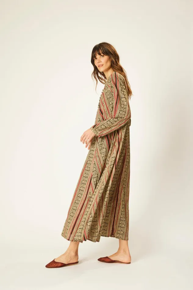 Fiore Maxi Paisley Stripe Black Women Natalie Martin Dresses