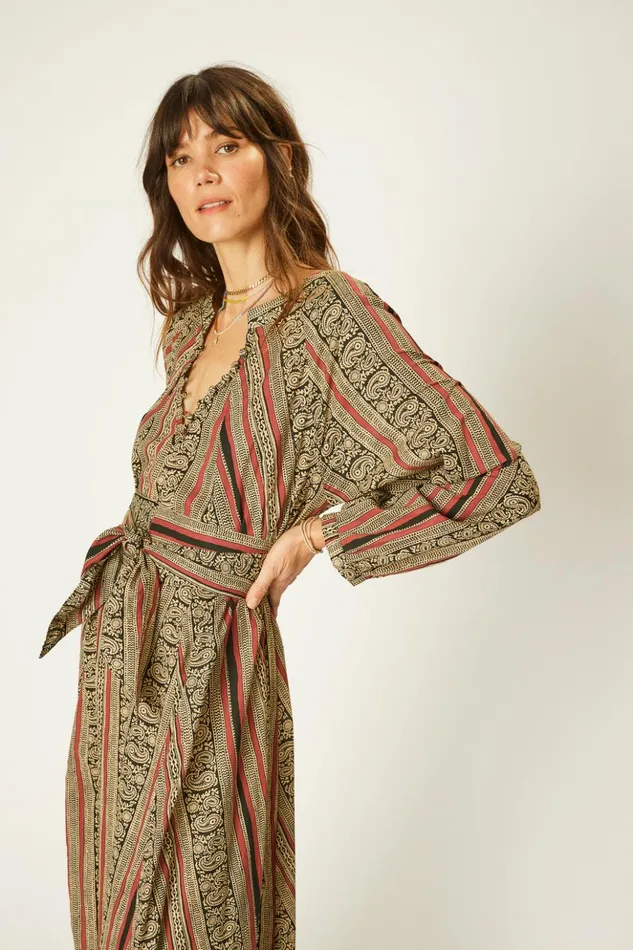 Fiore Maxi Paisley Stripe Black Women Natalie Martin Dresses