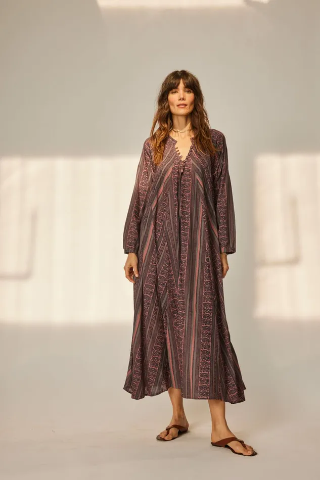 Fiore Maxi Paisley Stripe Heather Women Natalie Martin Dresses