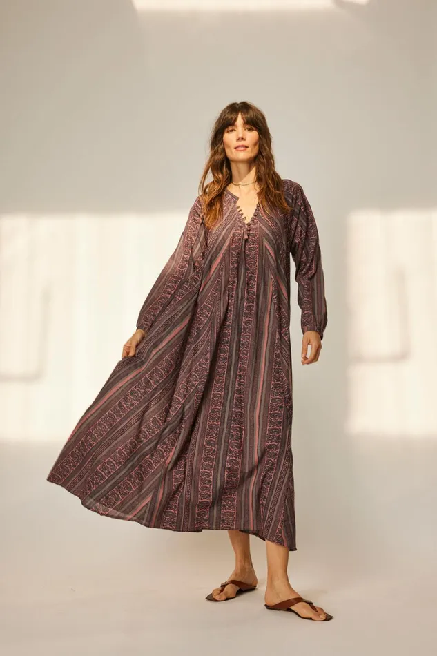 Fiore Maxi Paisley Stripe Heather Women Natalie Martin Dresses