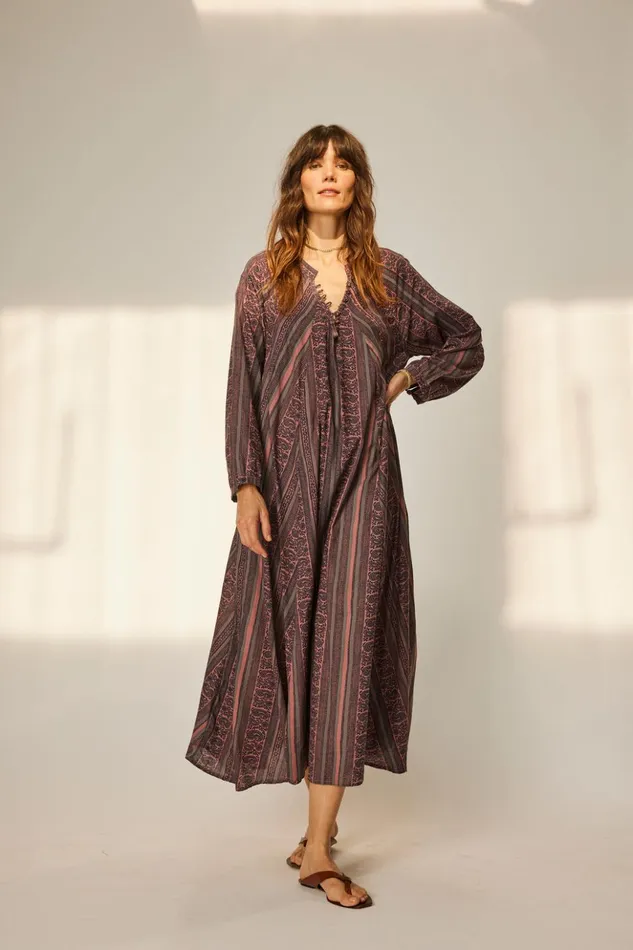 Fiore Maxi Paisley Stripe Heather Women Natalie Martin Dresses