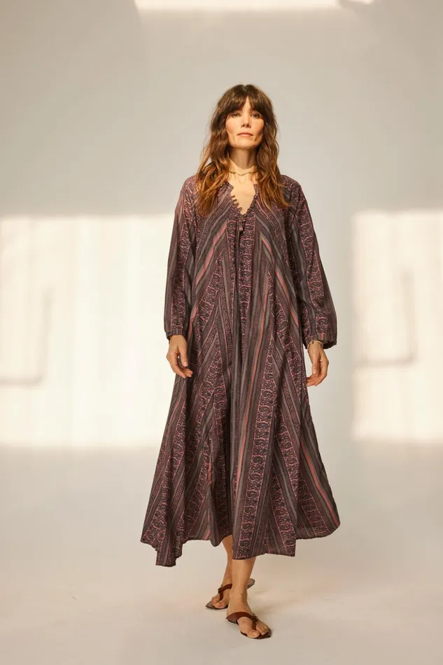 Fiore Maxi Paisley Stripe Heather Women Natalie Martin Dresses