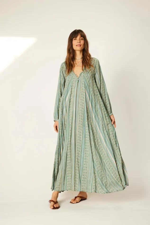 Fiore Maxi Paisley Stripe Pool Women Natalie Martin Dresses