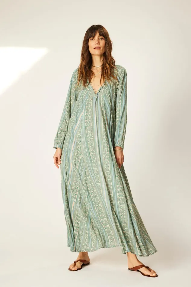 Fiore Maxi Paisley Stripe Pool Women Natalie Martin Dresses