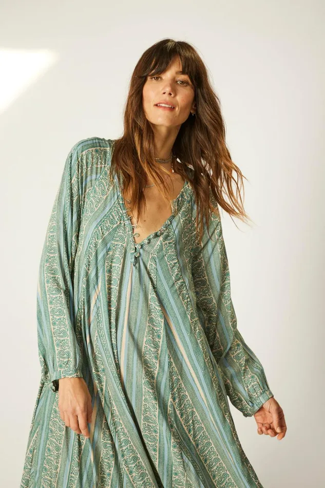 Fiore Maxi Paisley Stripe Pool Women Natalie Martin Dresses