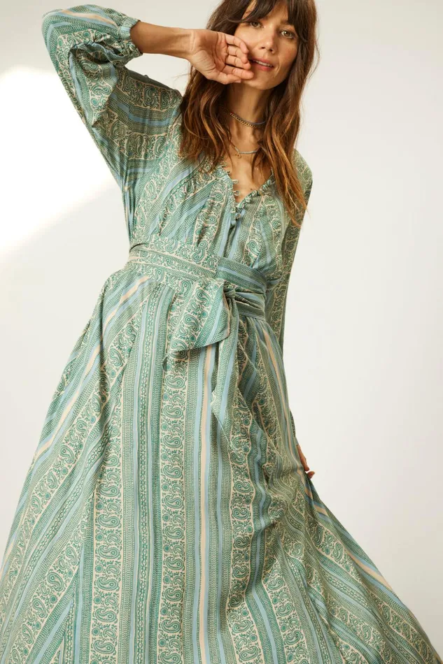 Fiore Maxi Paisley Stripe Pool Women Natalie Martin Dresses