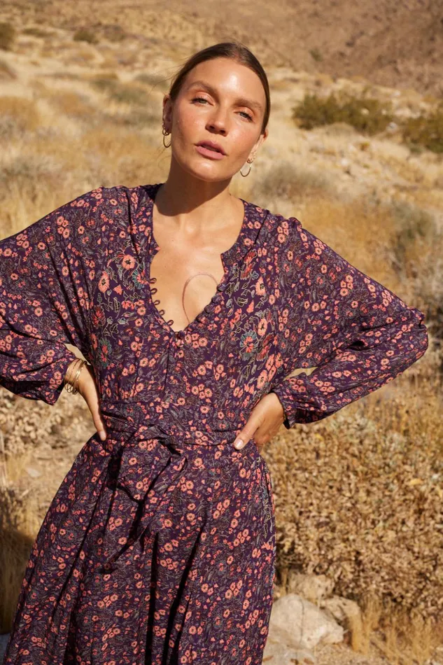 Fiore Maxi Petite Fleur Aubergine Women Natalie Martin Dresses