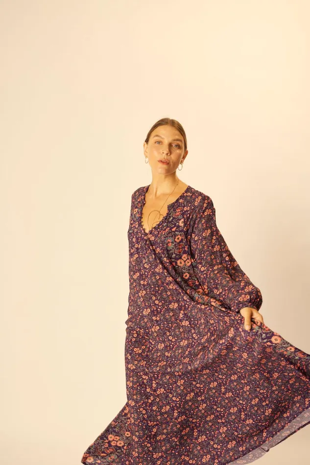 Fiore Maxi Petite Fleur Aubergine Women Natalie Martin Dresses