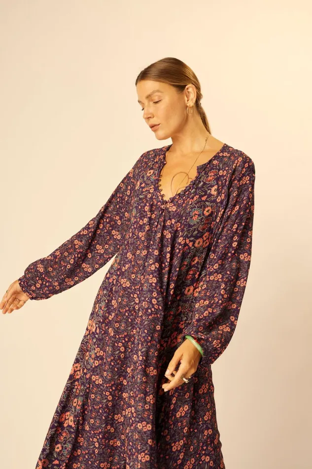 Fiore Maxi Petite Fleur Aubergine Women Natalie Martin Dresses