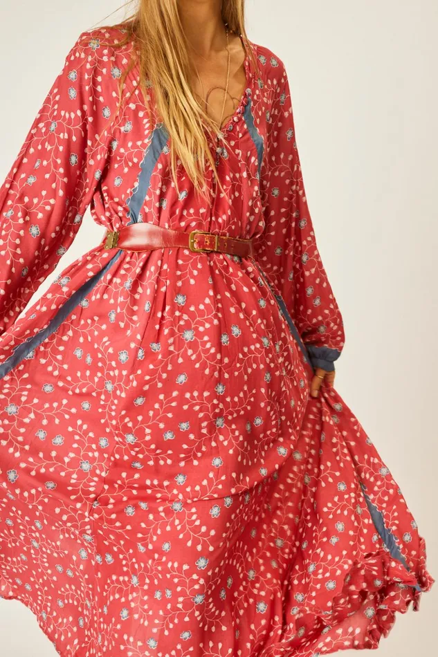 Fiore Maxi Pinwheel Barn Red Women Natalie Martin Dresses