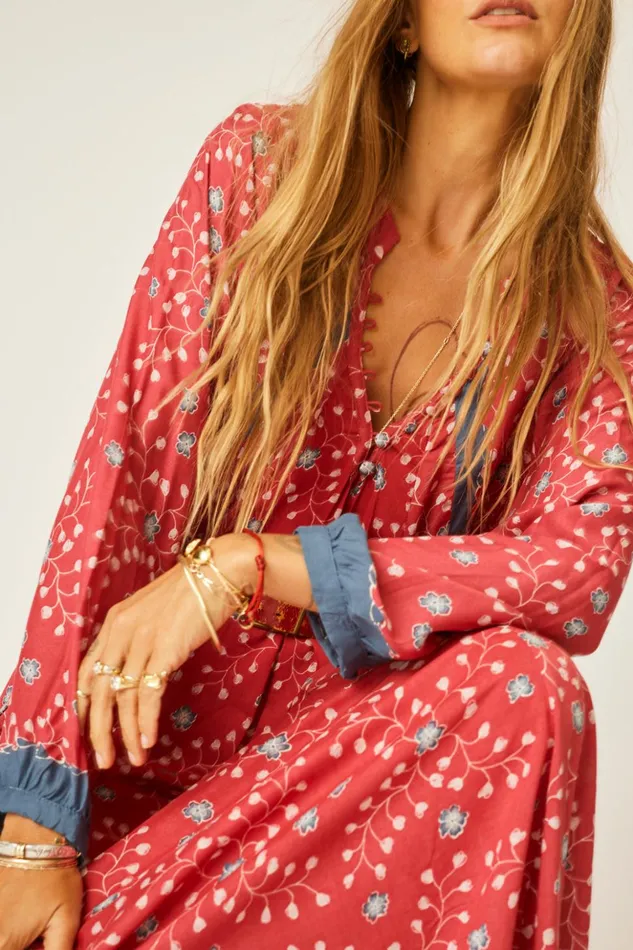 Fiore Maxi Pinwheel Barn Red Women Natalie Martin Dresses
