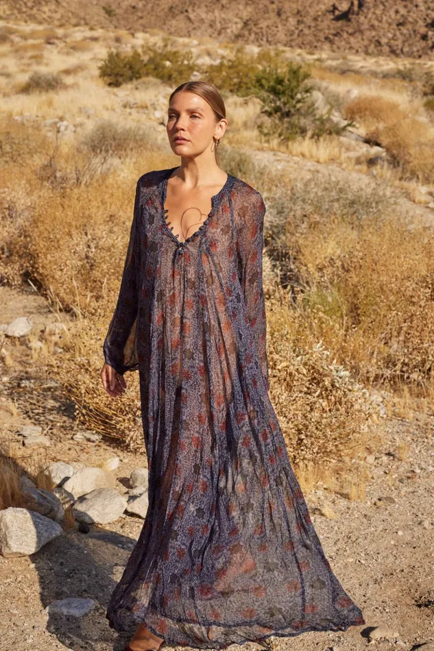 Fiore Maxi Snowflake Steel Blue Women Natalie Martin Dresses