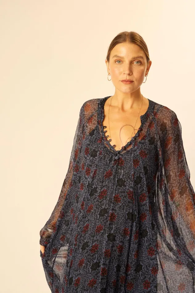 Fiore Maxi Snowflake Steel Blue Women Natalie Martin Dresses