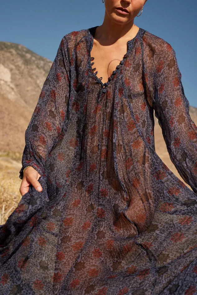 Fiore Maxi Snowflake Steel Blue Women Natalie Martin Dresses