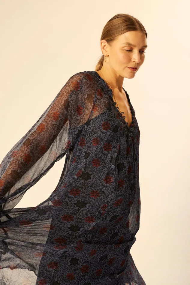 Fiore Maxi Snowflake Steel Blue Women Natalie Martin Dresses