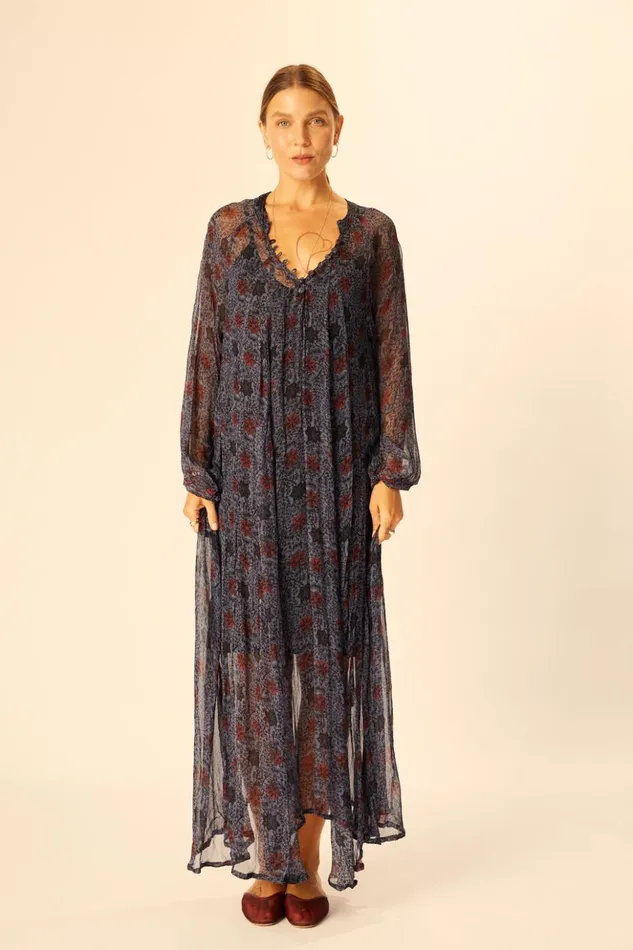 Fiore Maxi Snowflake Steel Blue Women Natalie Martin Dresses