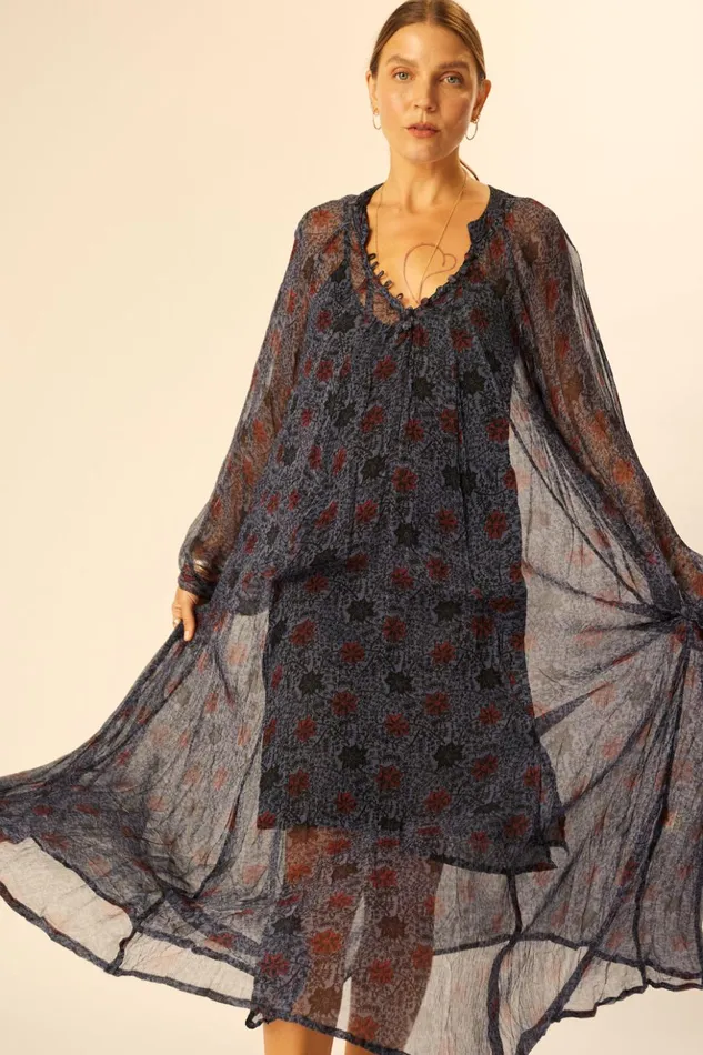 Fiore Maxi Snowflake Steel Blue Women Natalie Martin Dresses
